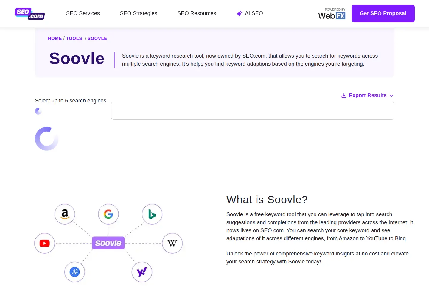 Screenshot of soovle.com