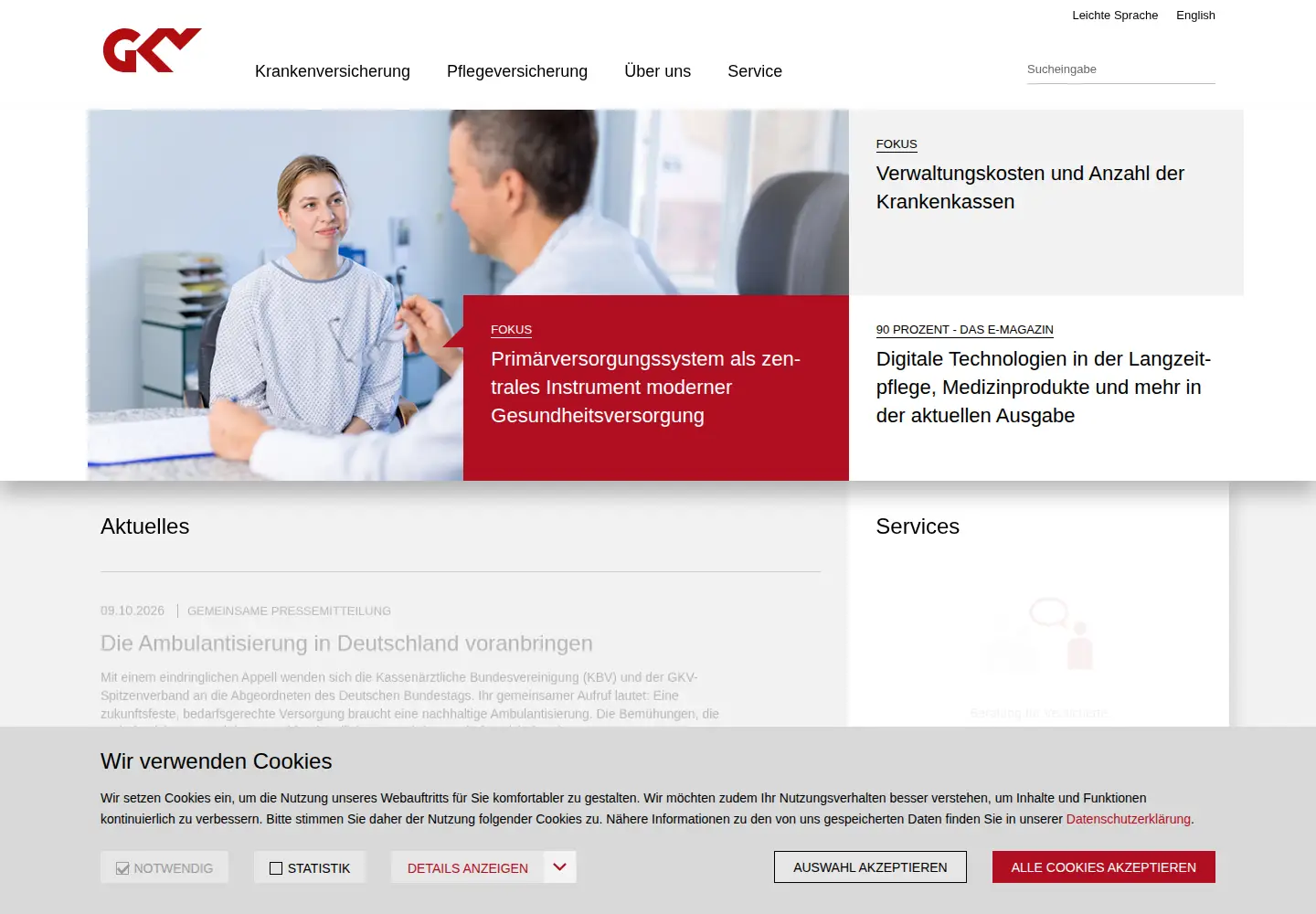 Screenshot of gkv-spitzenverband.de