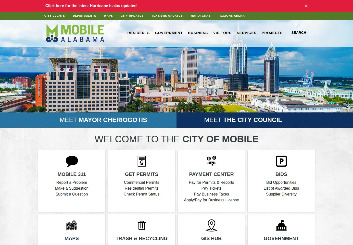 Captured homepage of cityofmobile.org in the current scan
