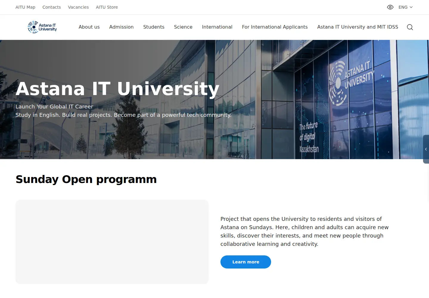 Captured homepage of astanait.edu.kz in the current scan