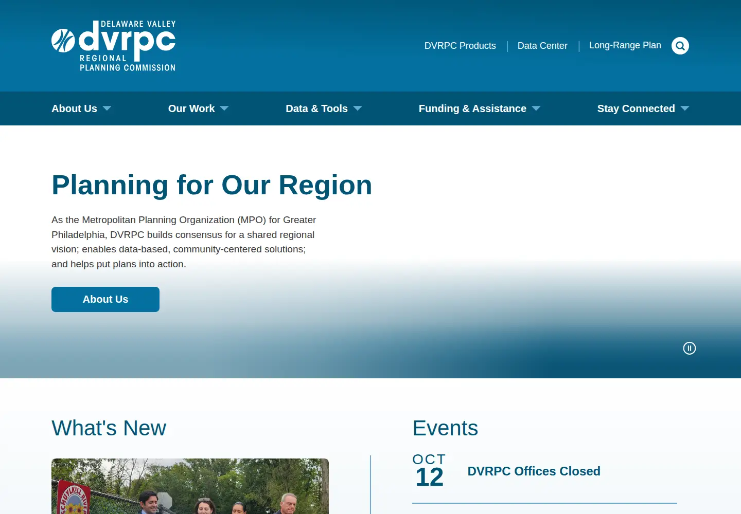 Captured homepage of dvrpc.org in the current scan