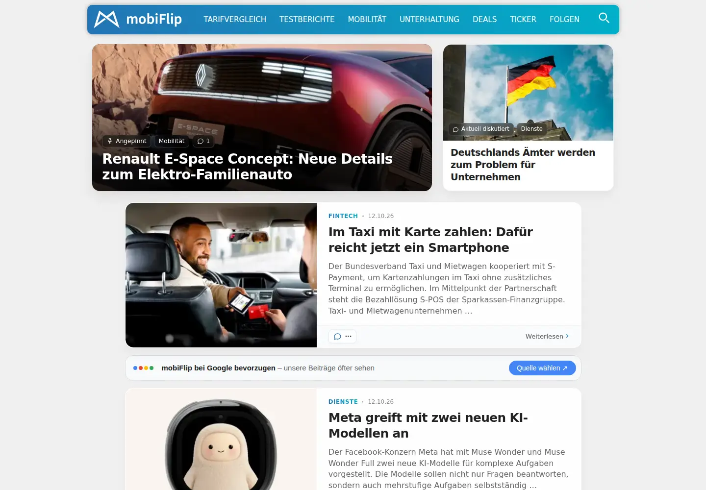 Captured homepage of mobiflip.de in the current scan