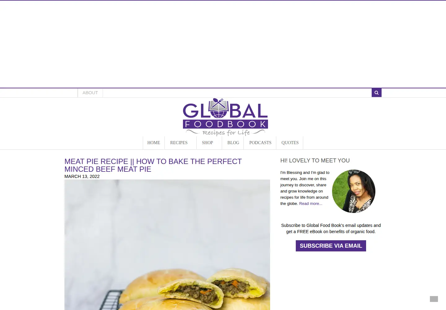 Screenshot of globalfoodbook.com