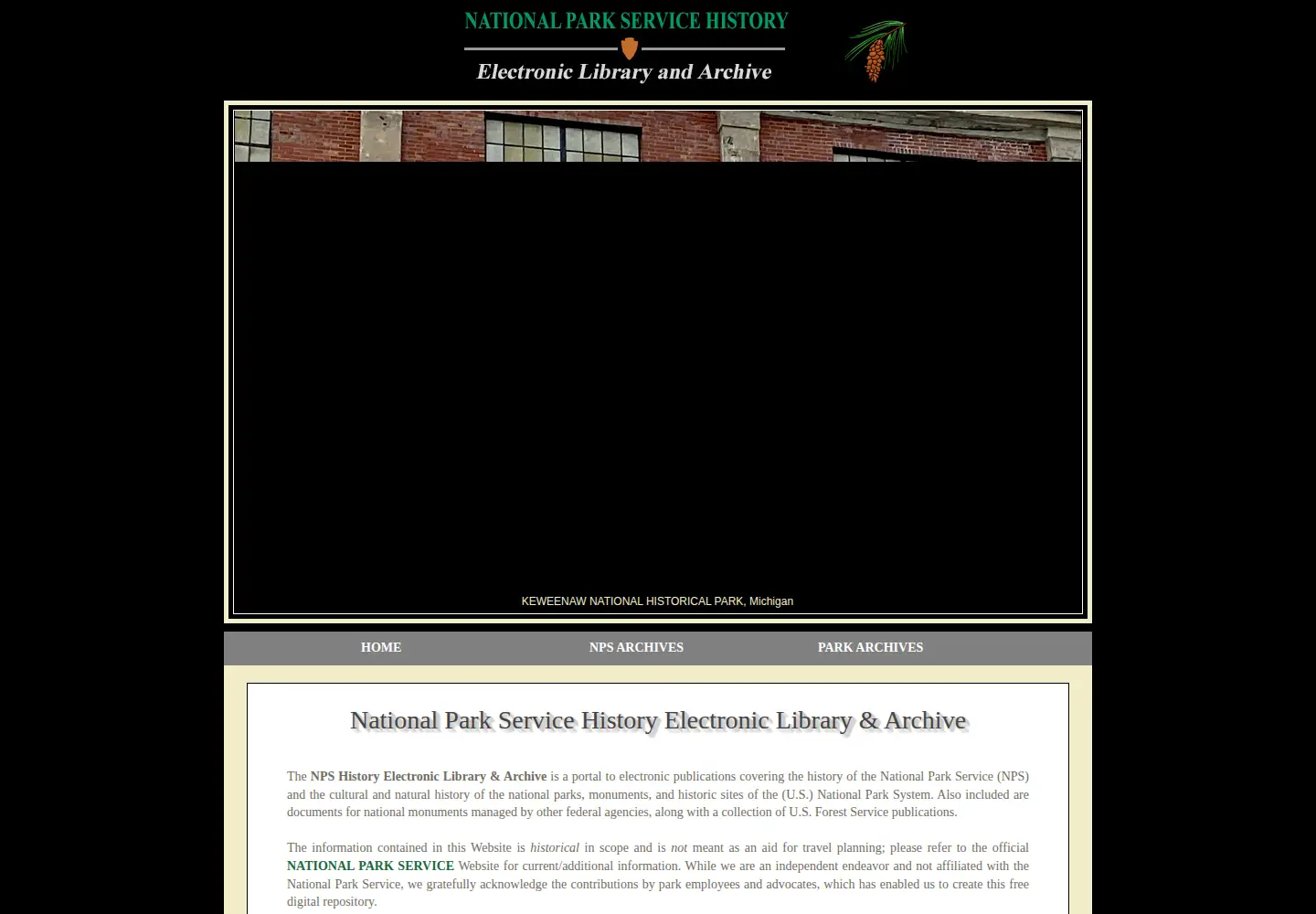 Captured homepage of npshistory.com in the current scan