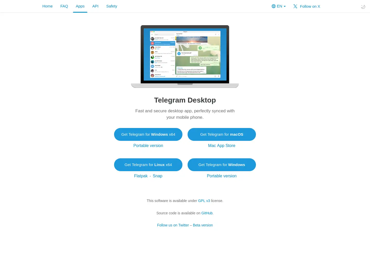Screenshot of tdesktop.com