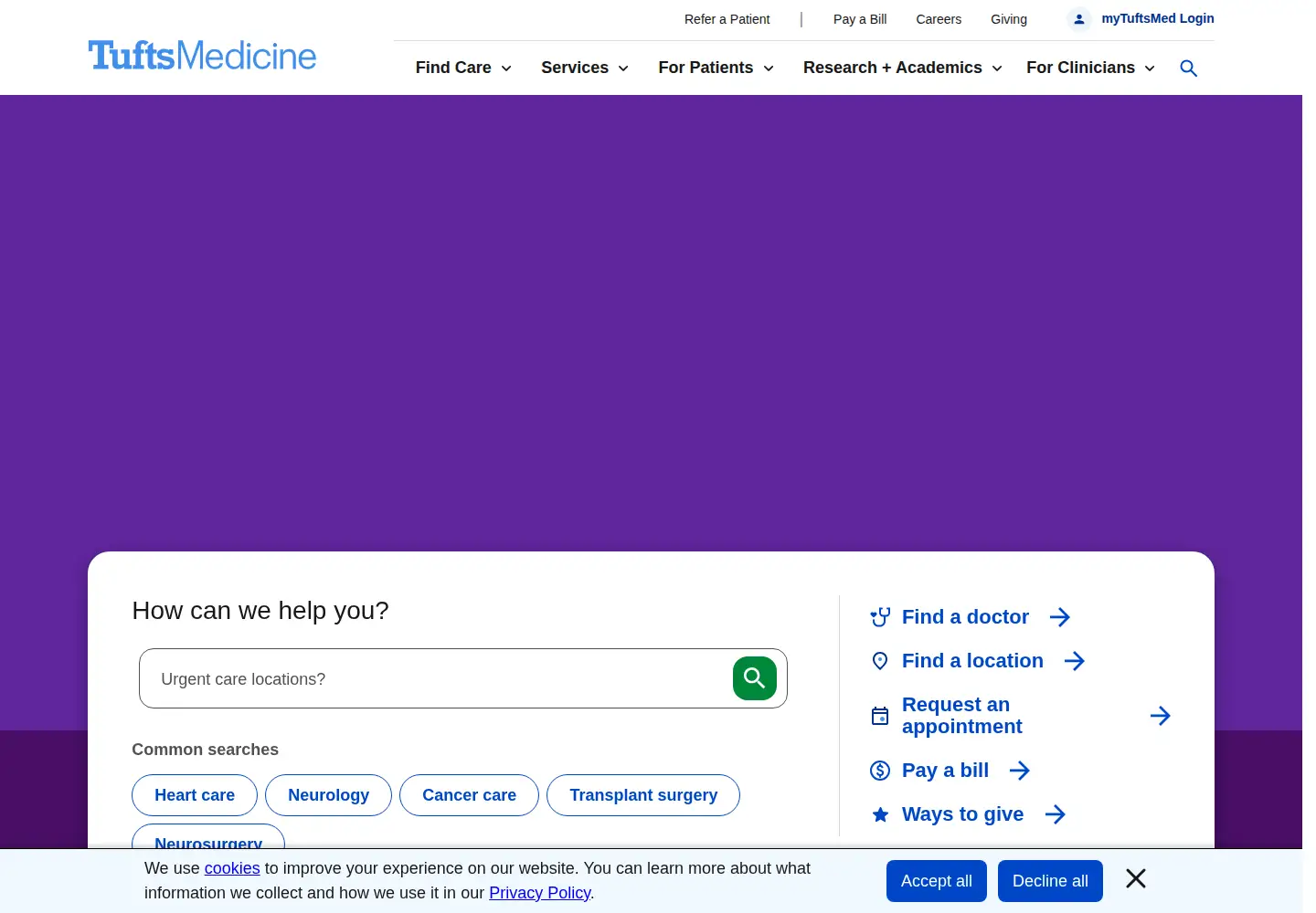 Screenshot of tuftsmedicine.org