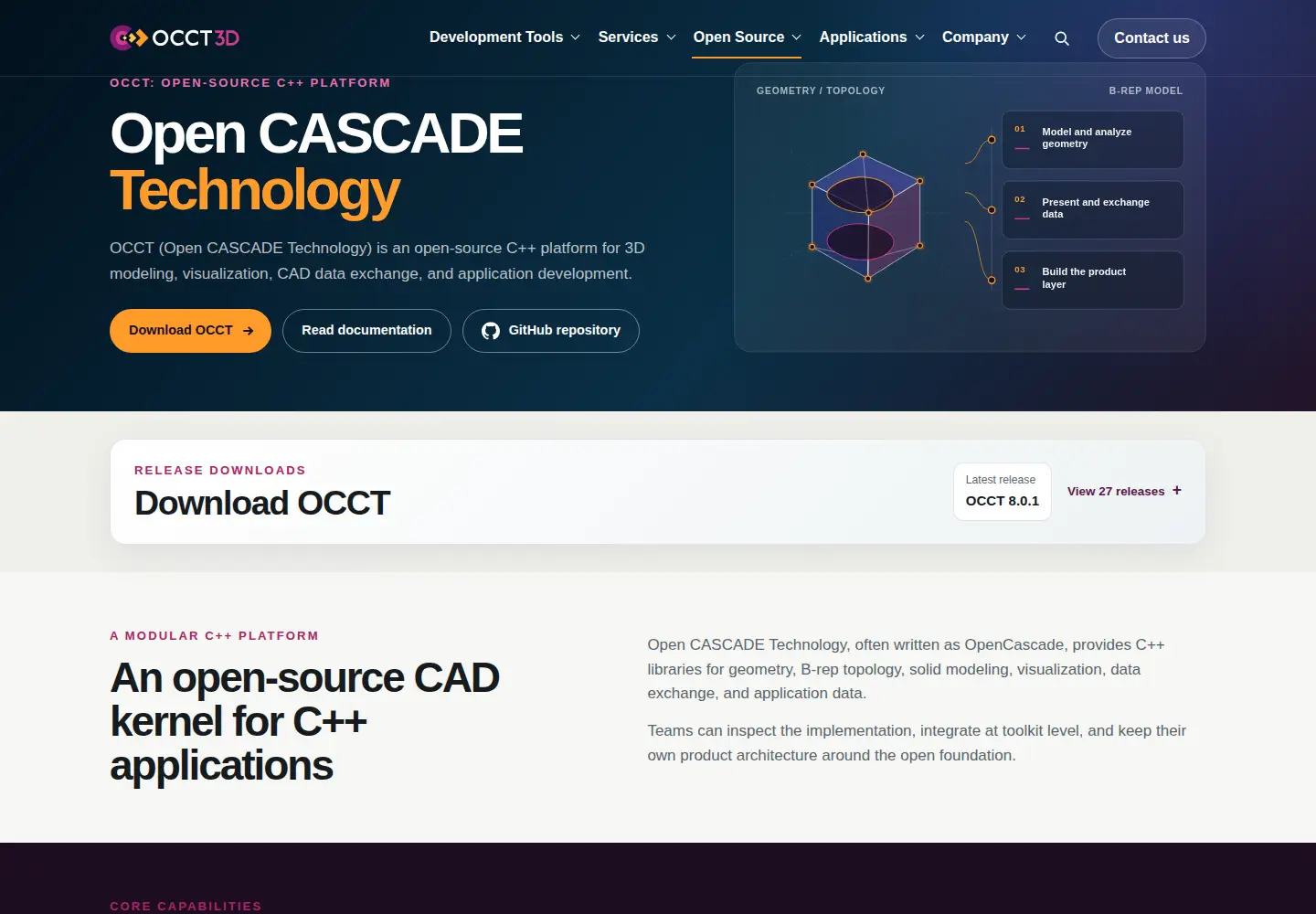 Captured homepage of opencascade.org in the current scan