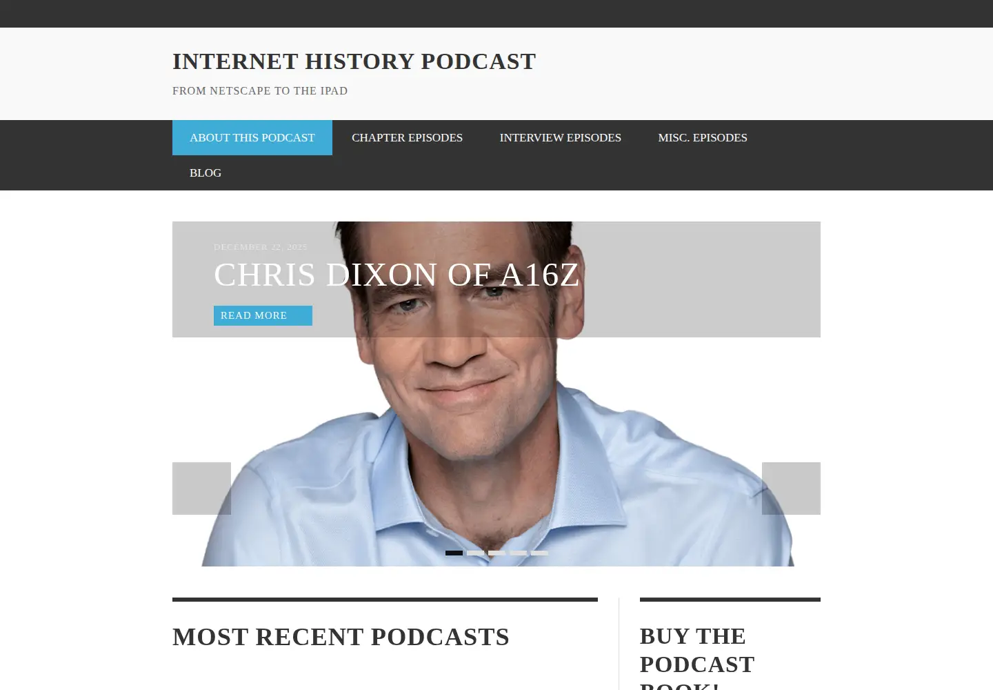 Screenshot of internethistorypodcast.com