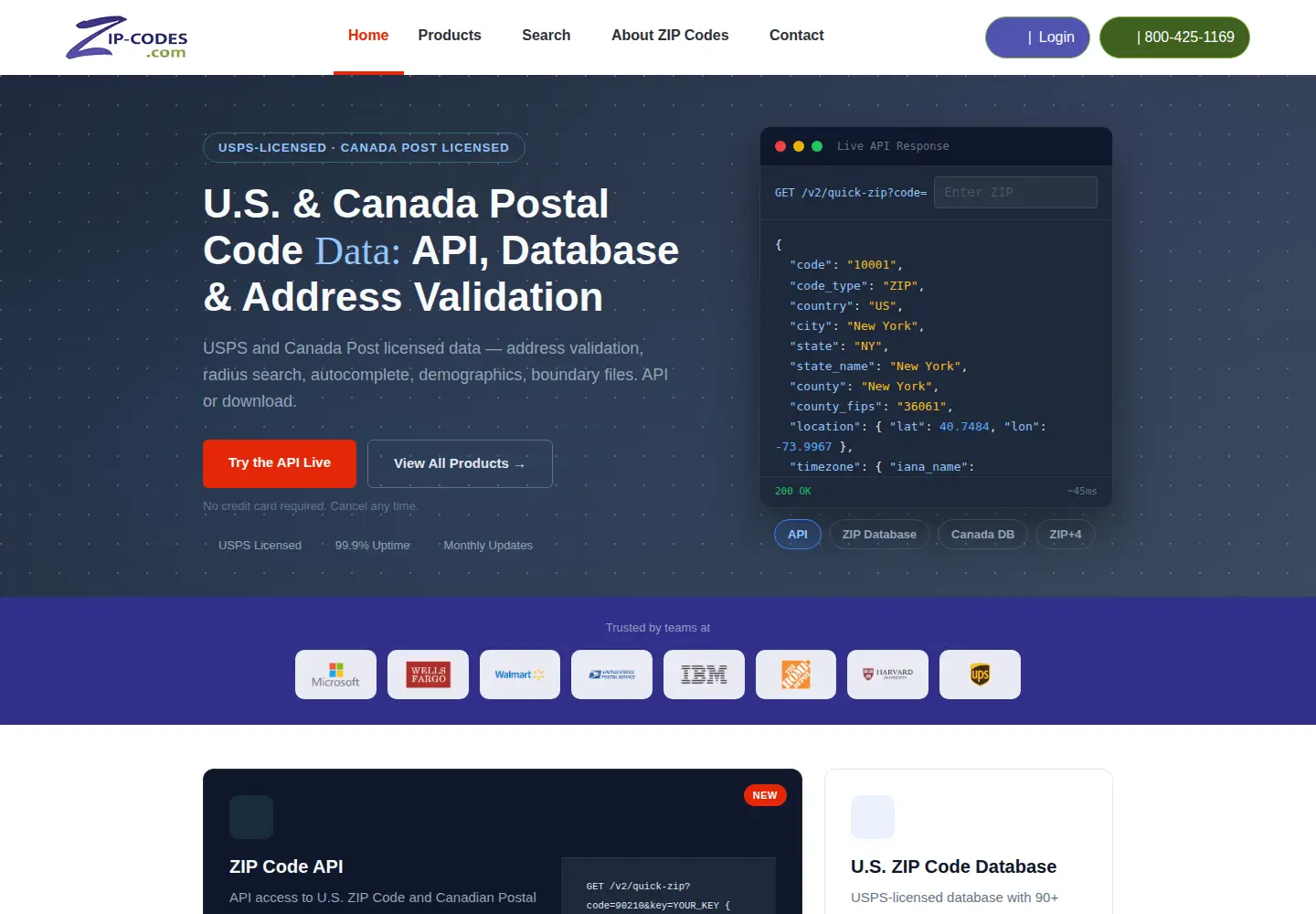 Screenshot of zip-codes.com
