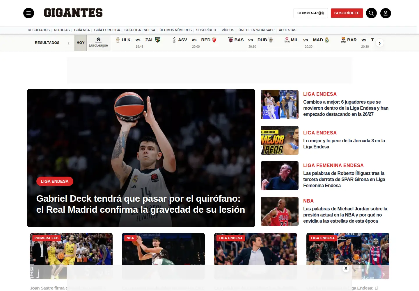 Captured homepage of gigantes.com in the current scan
