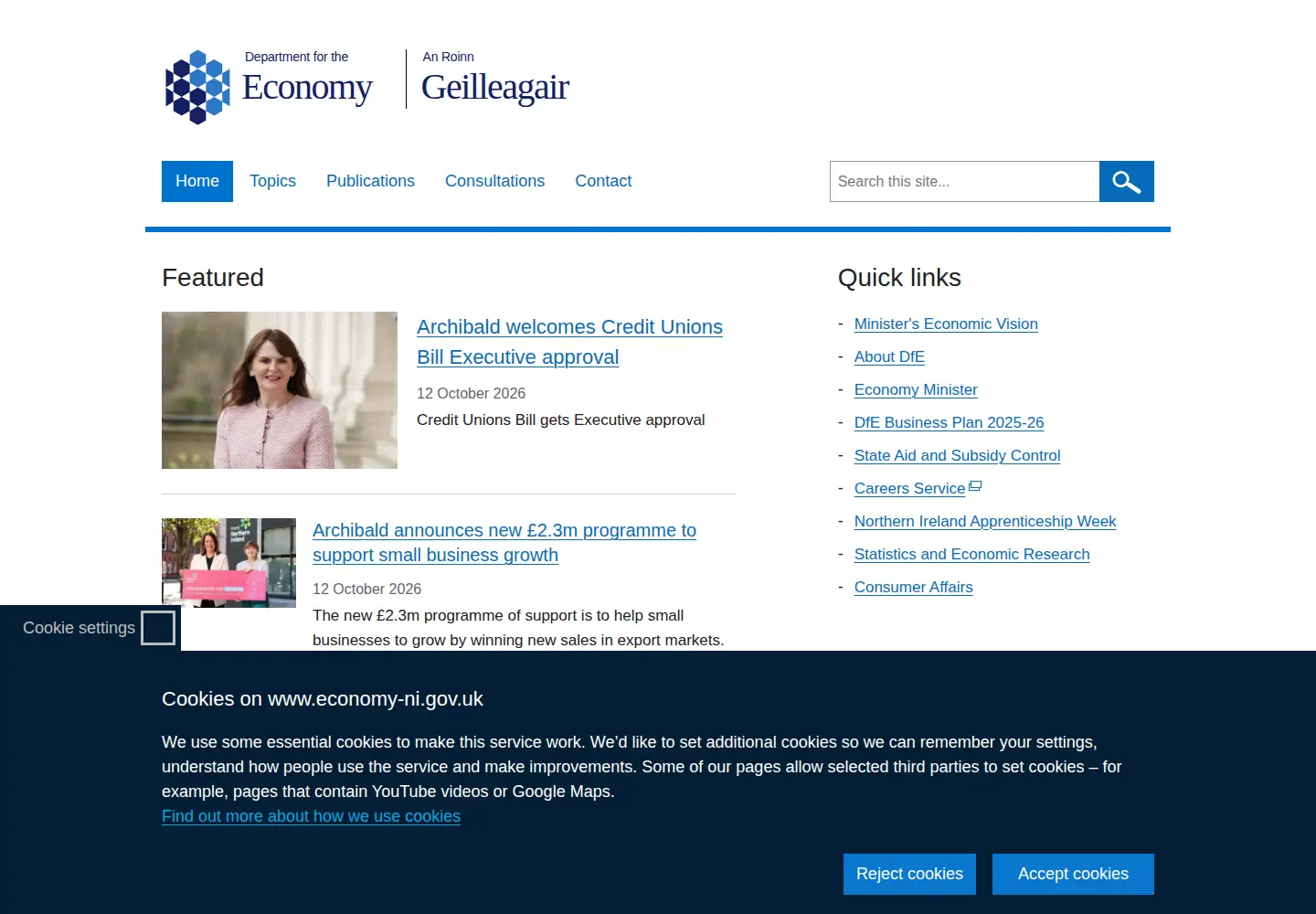 Screenshot of economy-ni.gov.uk