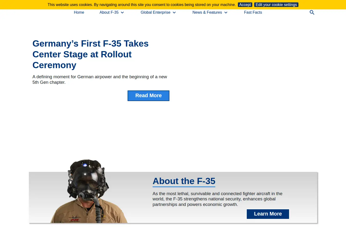 Captured homepage of f35.com in the current scan