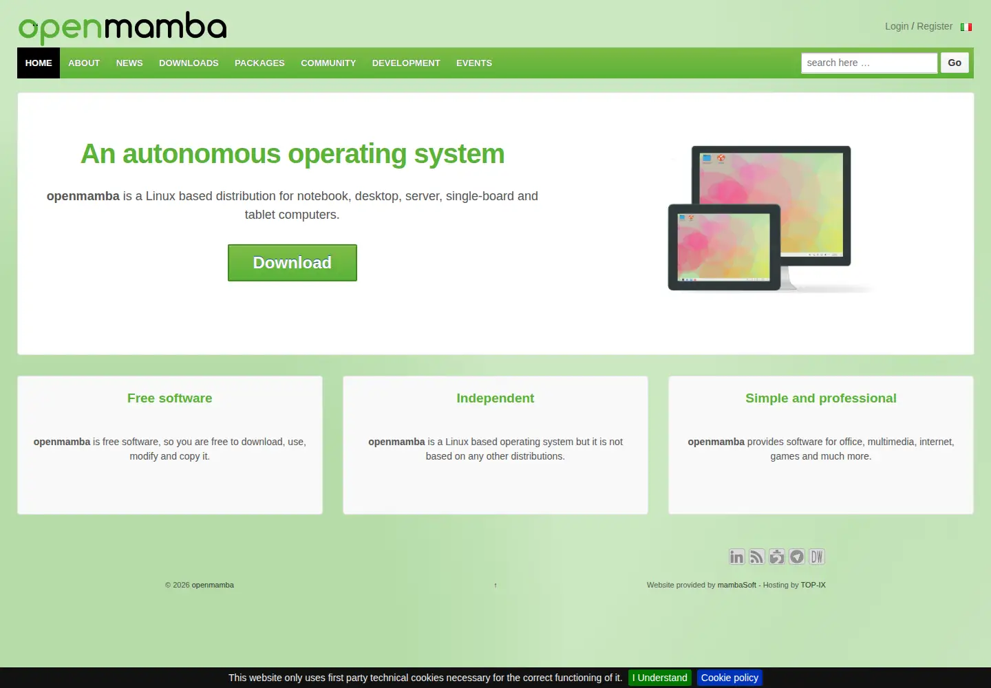 Captured homepage of openmamba.org in the current scan