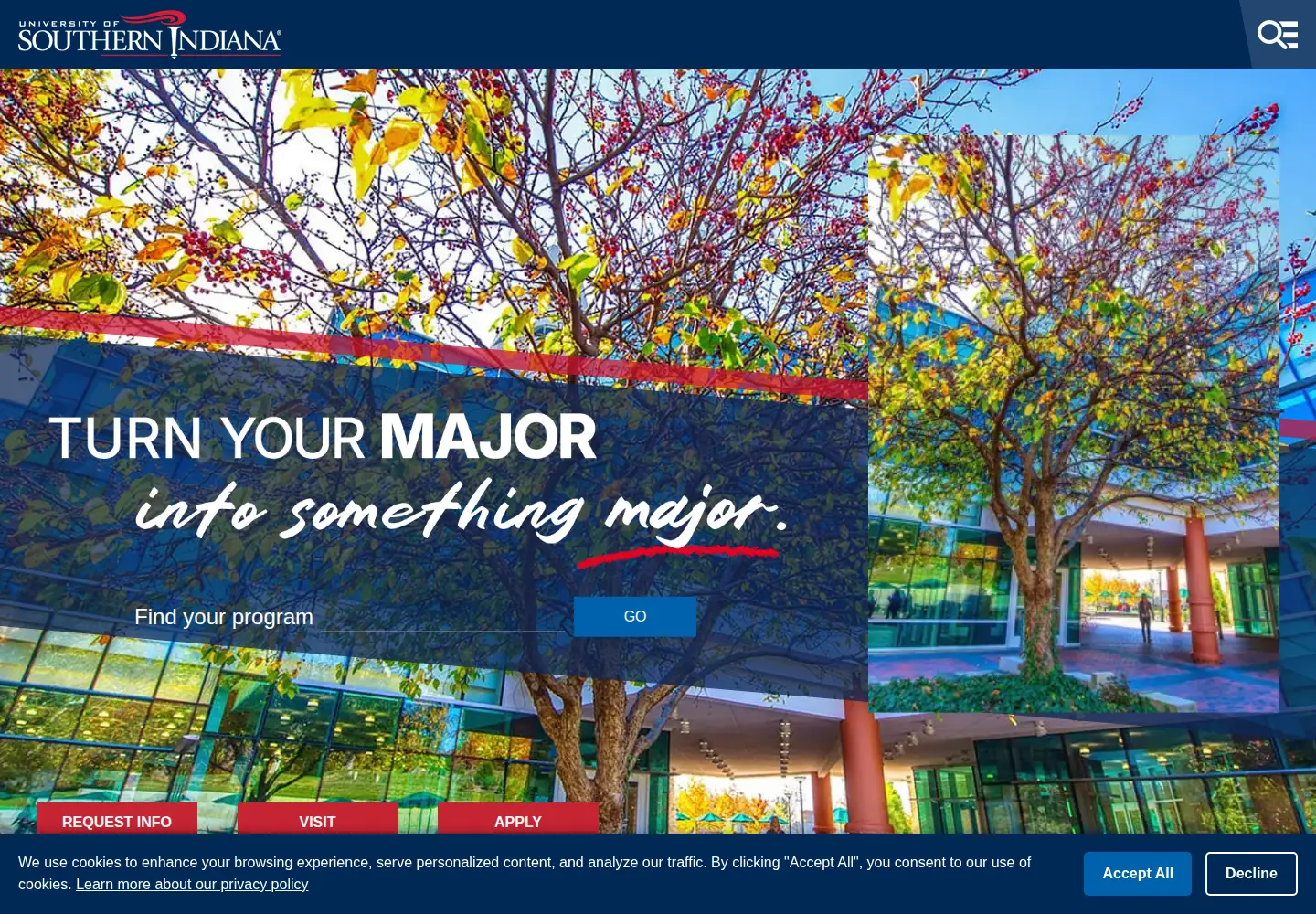Captured homepage of usi.edu in the current scan