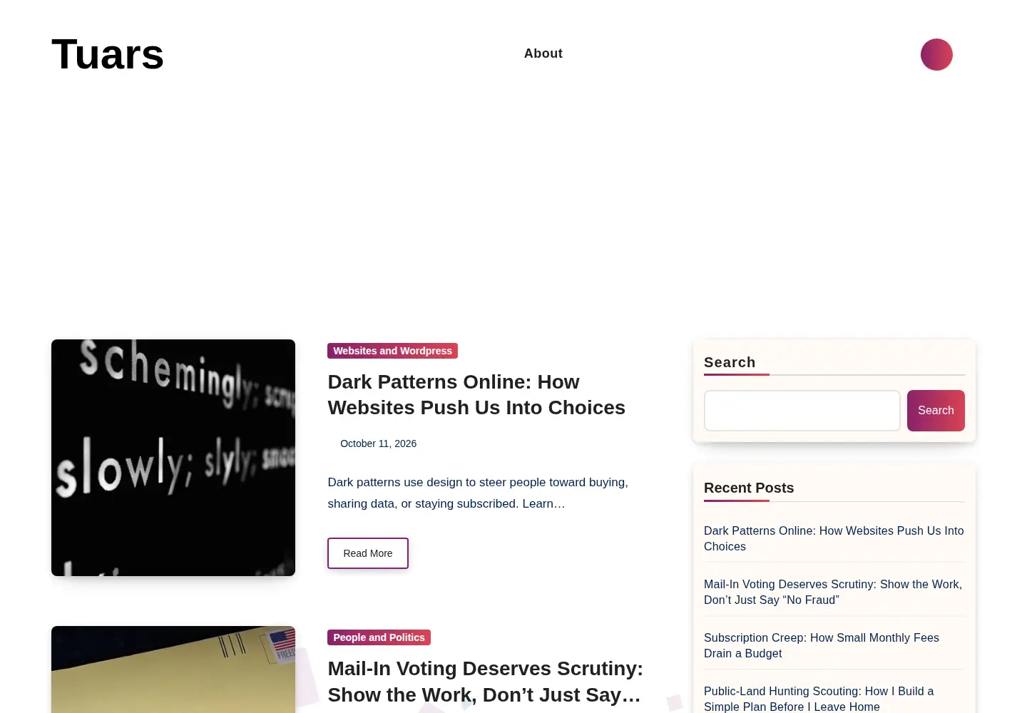 Captured homepage of tuars.com in the current scan