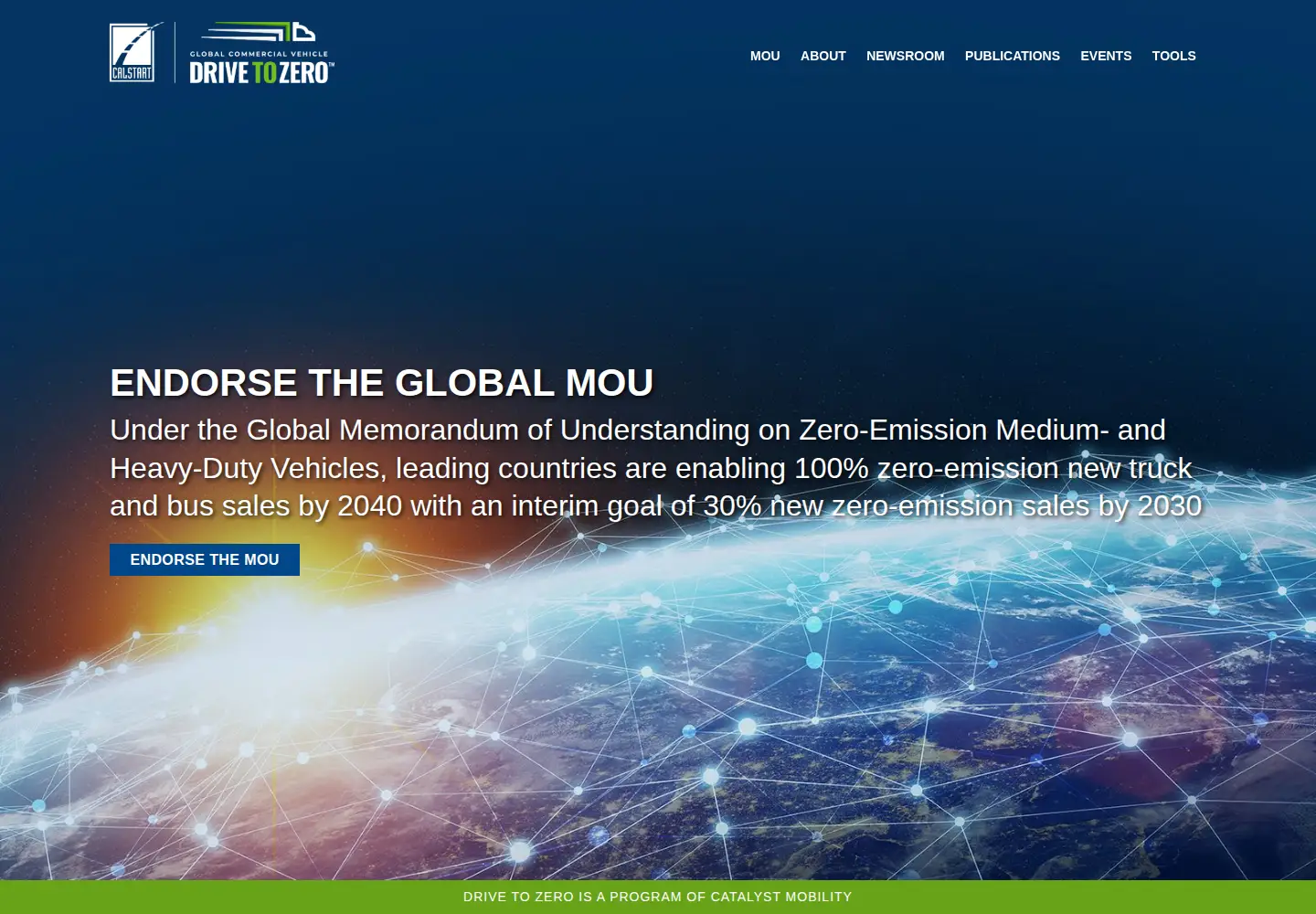 Captured homepage of globaldrivetozero.org in the current scan