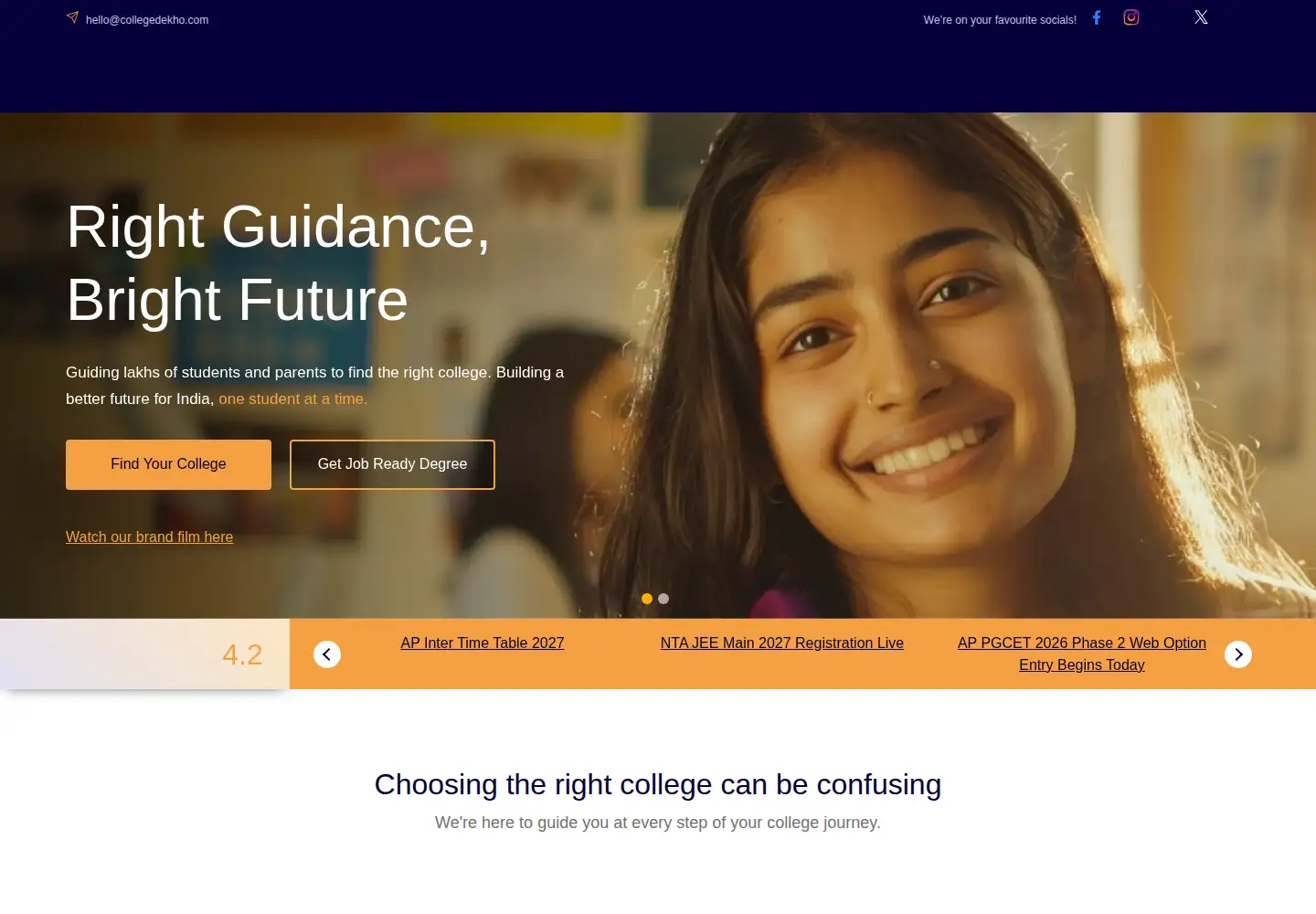 Screenshot of collegedekho.com