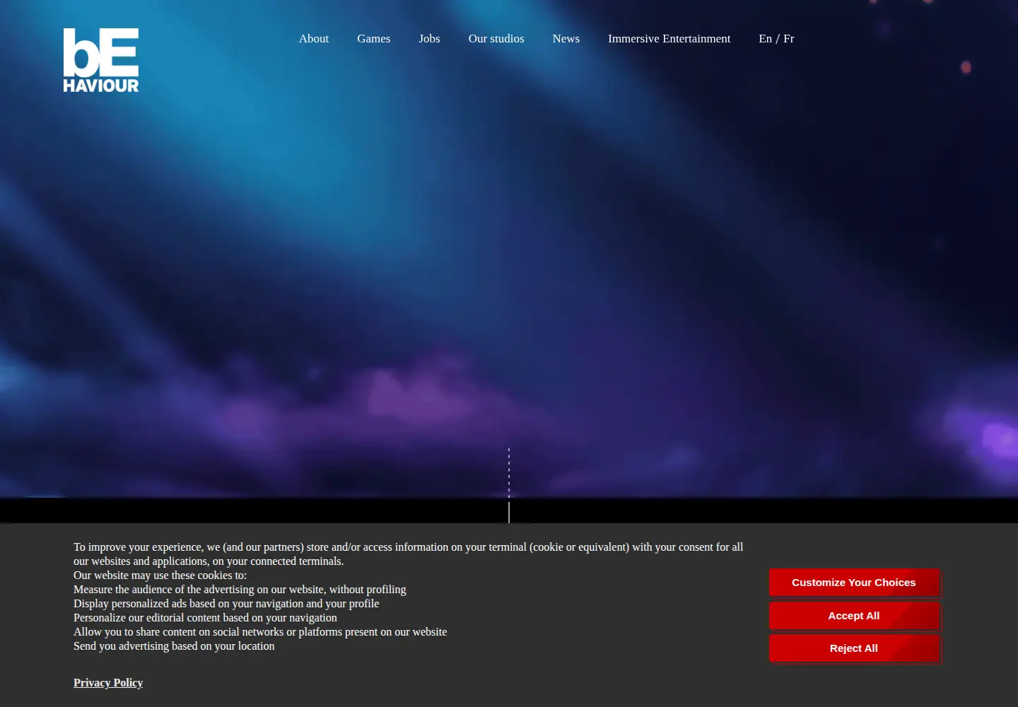 Captured homepage of bhvr.com in the current scan