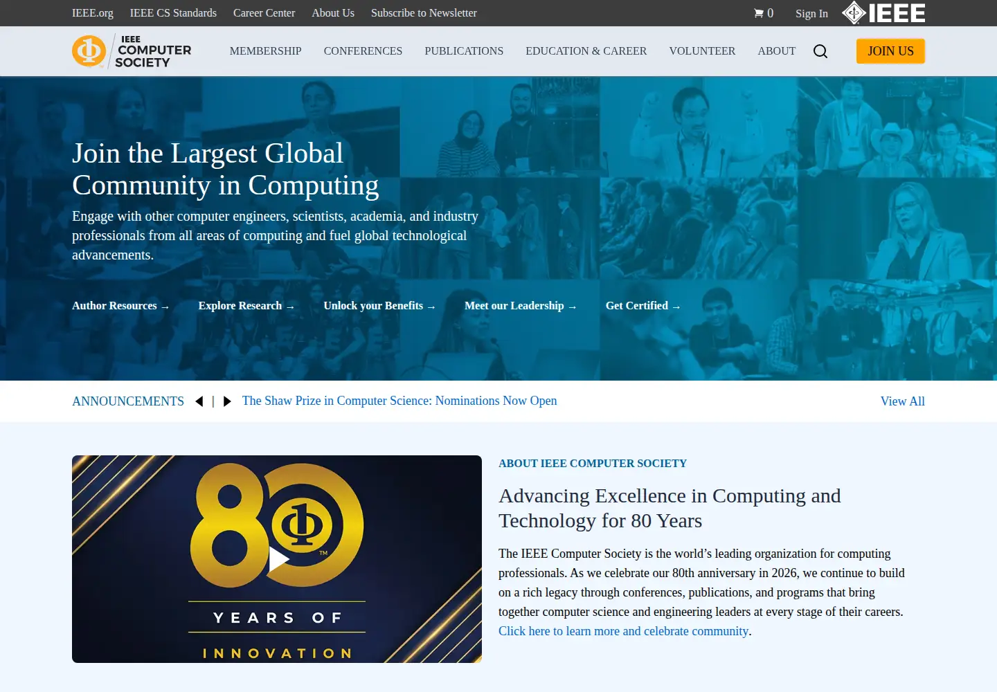 Screenshot of computer.org