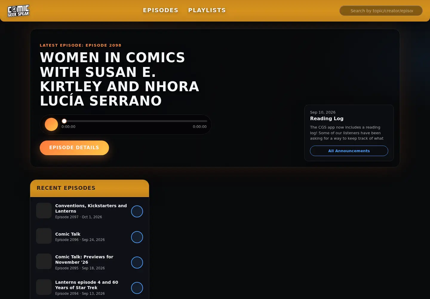 Screenshot of comicgeekspeak.com