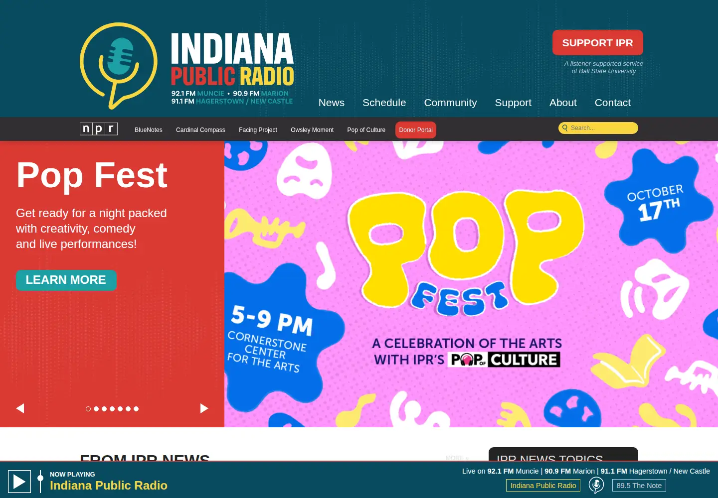 Screenshot of indianapublicradio.org