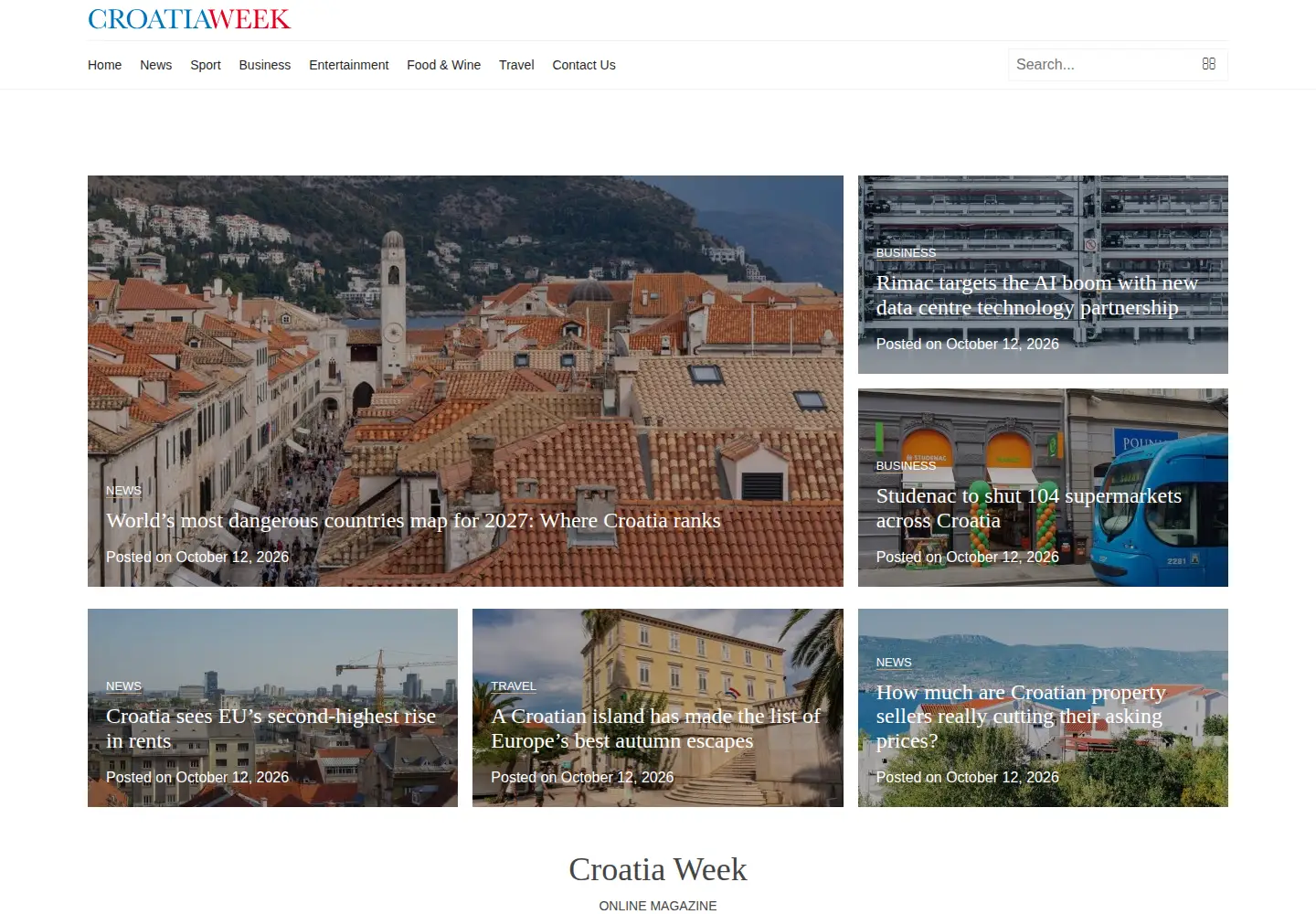 Screenshot of croatiaweek.com
