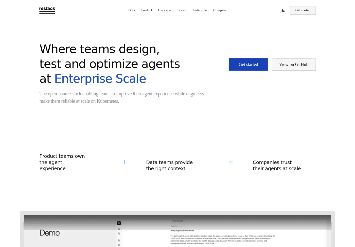 Captured homepage of restack.io in the current scan