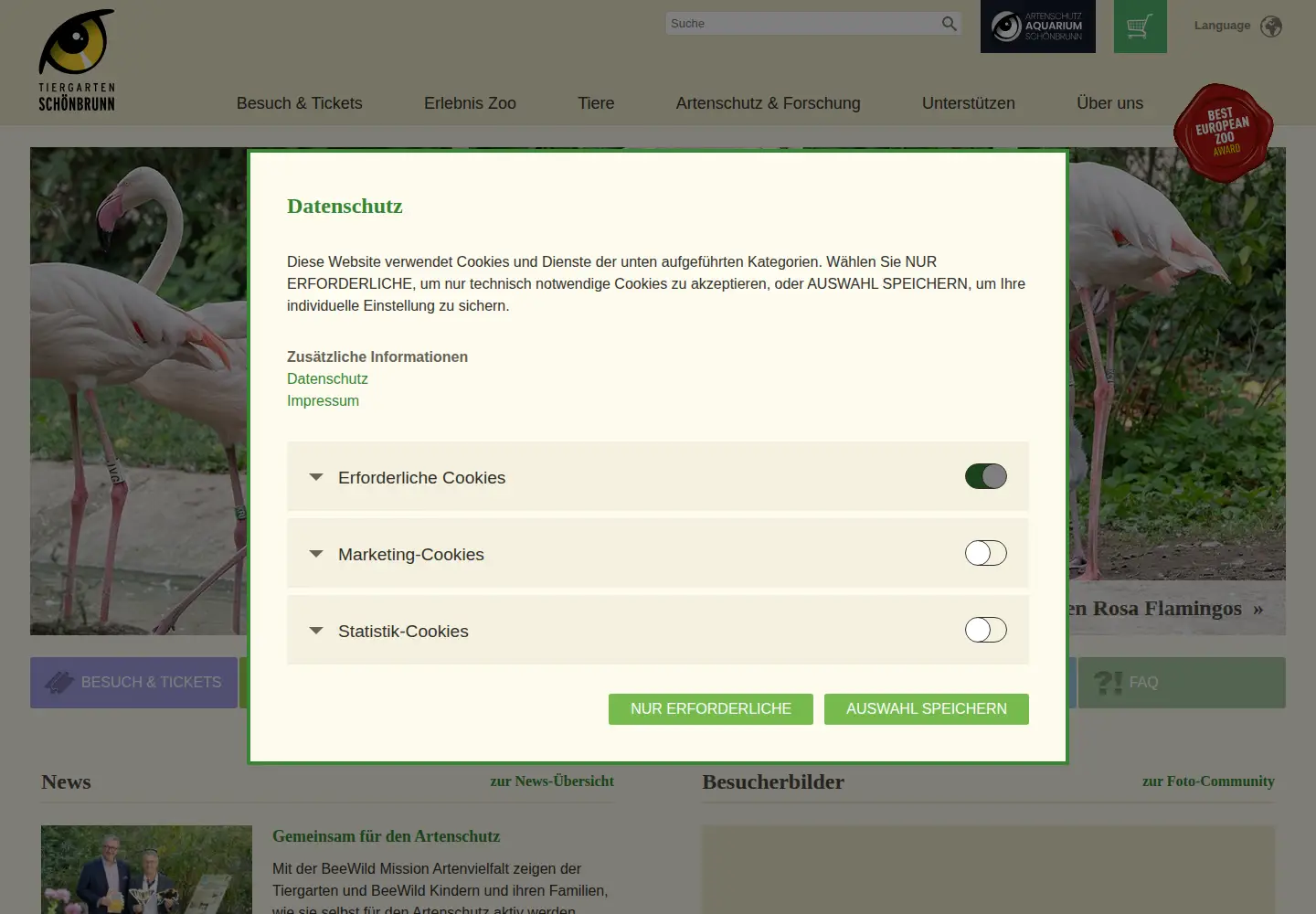 Captured homepage of zoovienna.at in the current scan