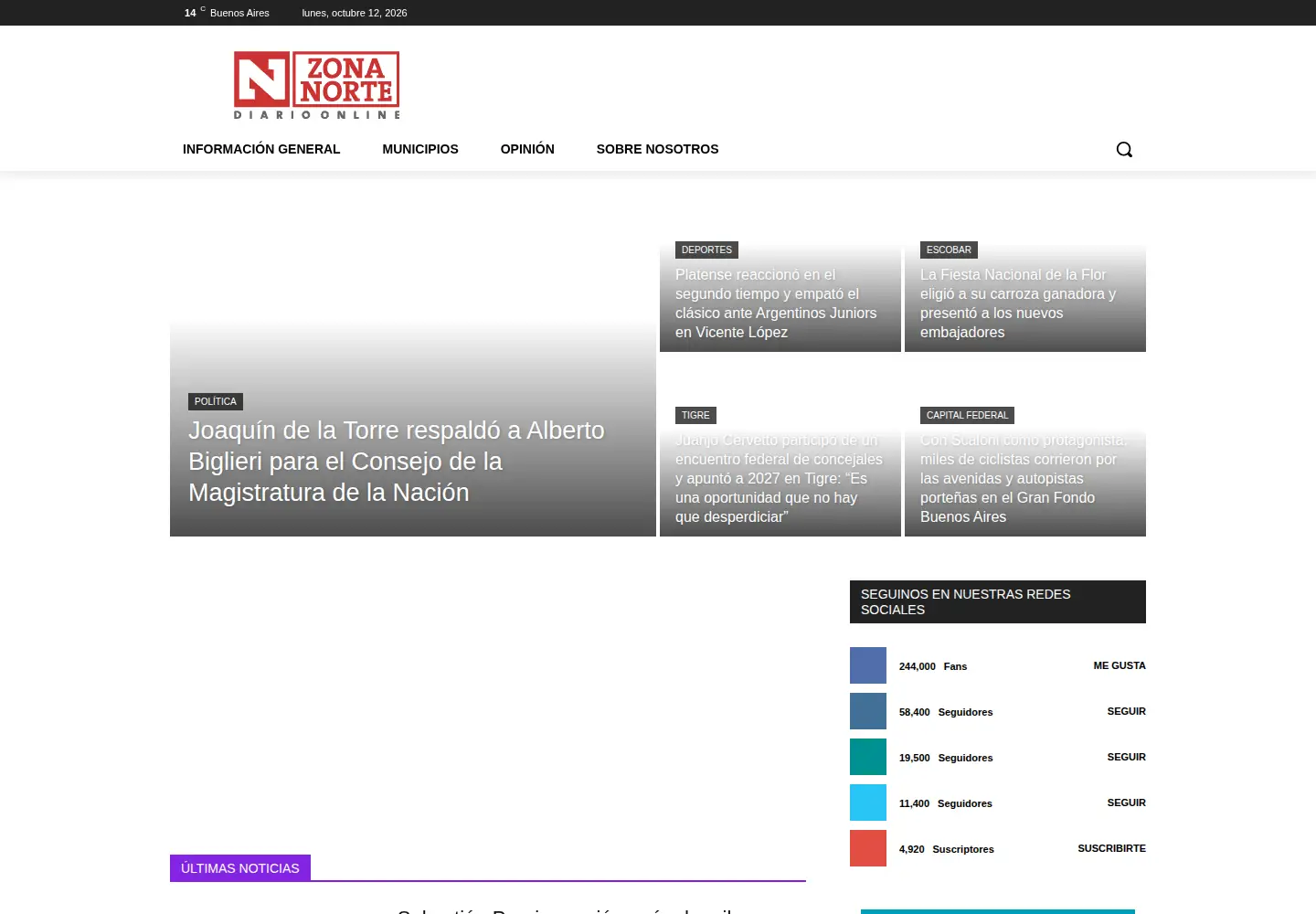 Screenshot of zonanortediario.com.ar