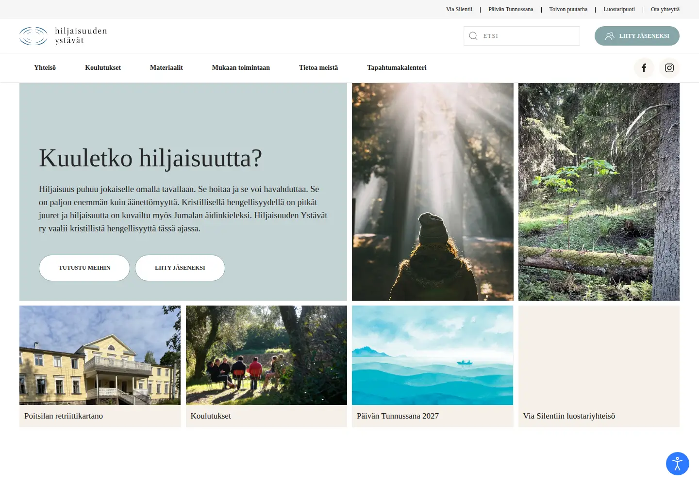 Captured homepage of hiljaisuudenystavat.fi in the current scan