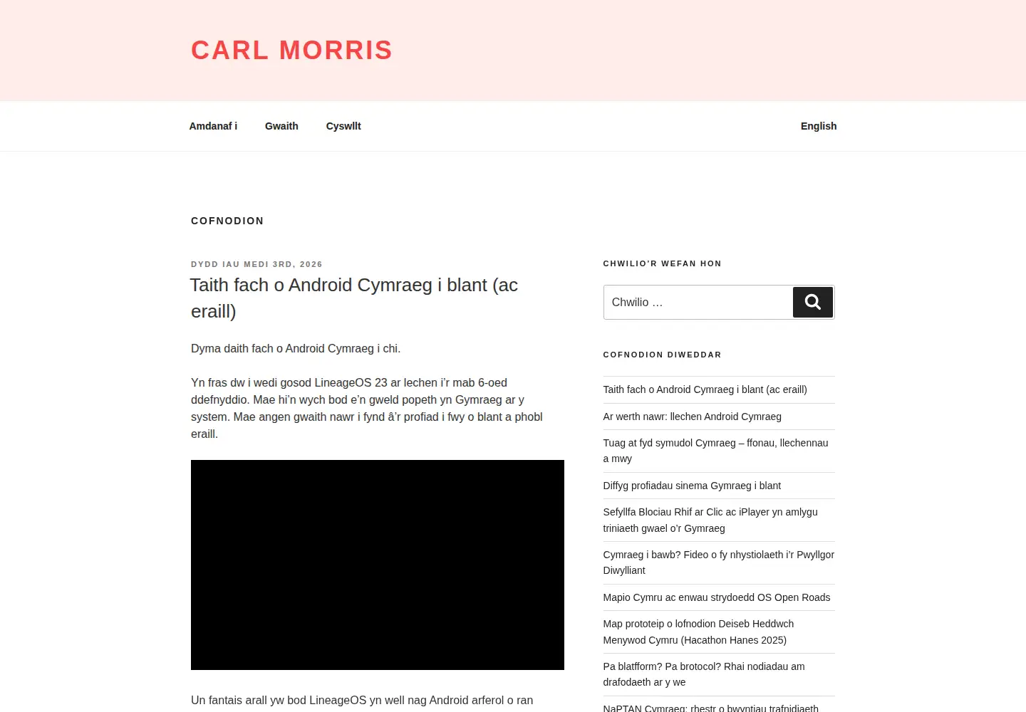 Screenshot of morris.cymru