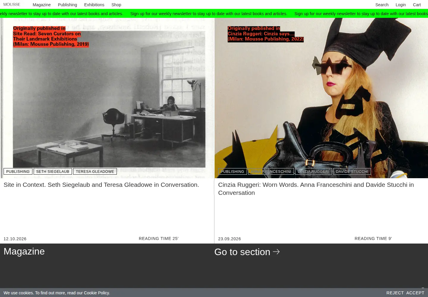 Captured homepage of moussemagazine.it in the current scan