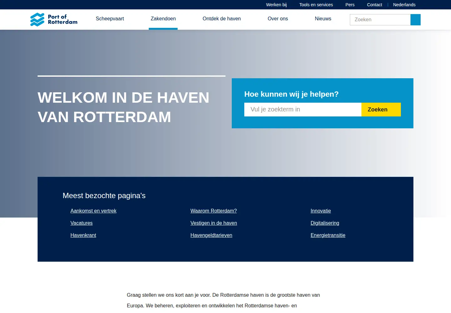 Screenshot of portofrotterdam.com
