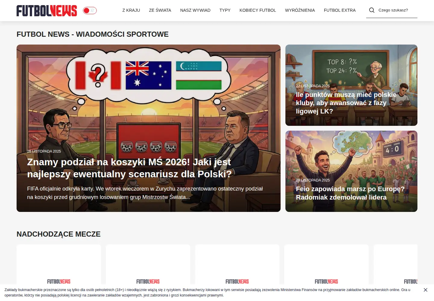 Captured homepage of futbolnews.pl in the current scan