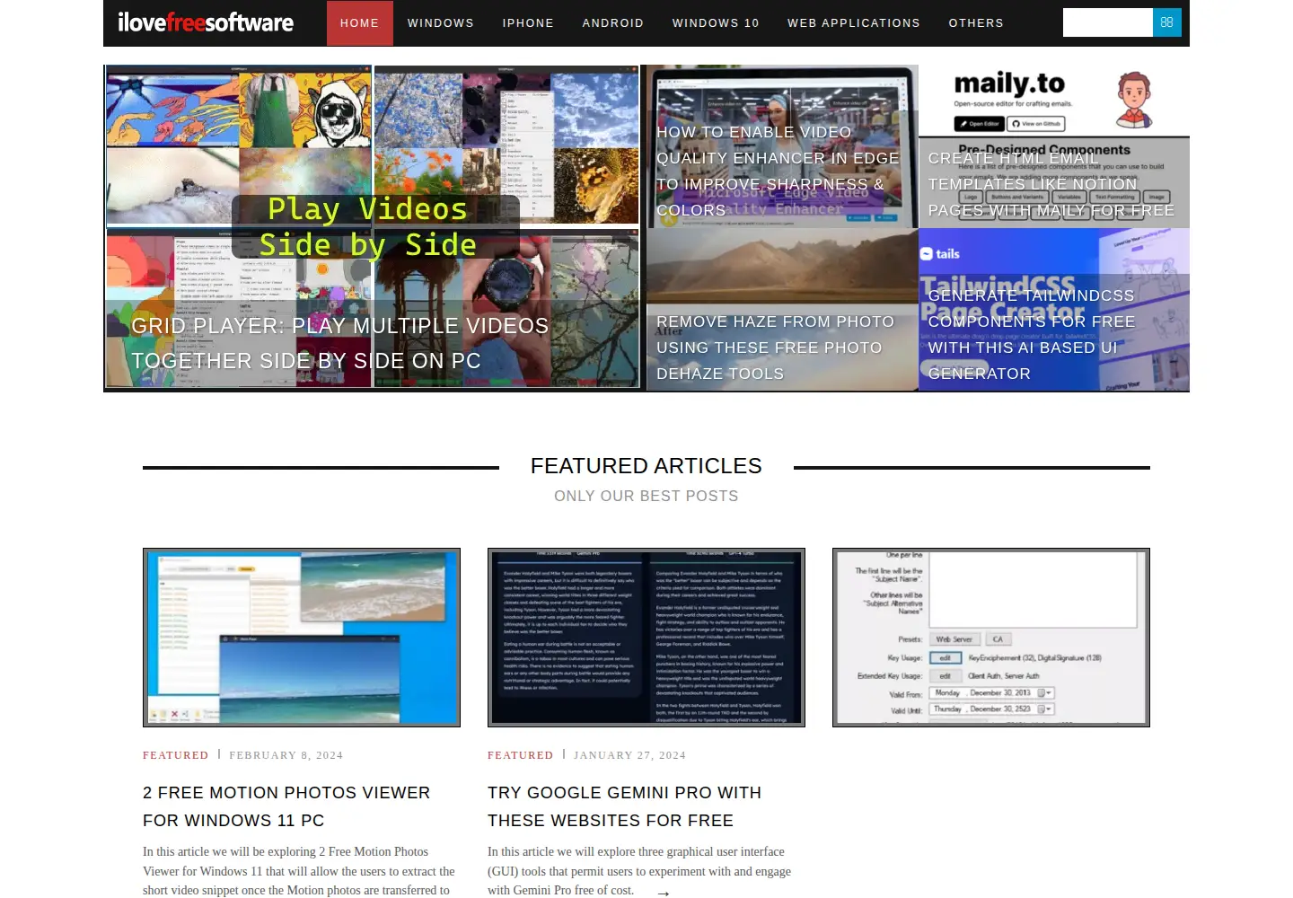 Captured homepage of ilovefreesoftware.com in the current scan