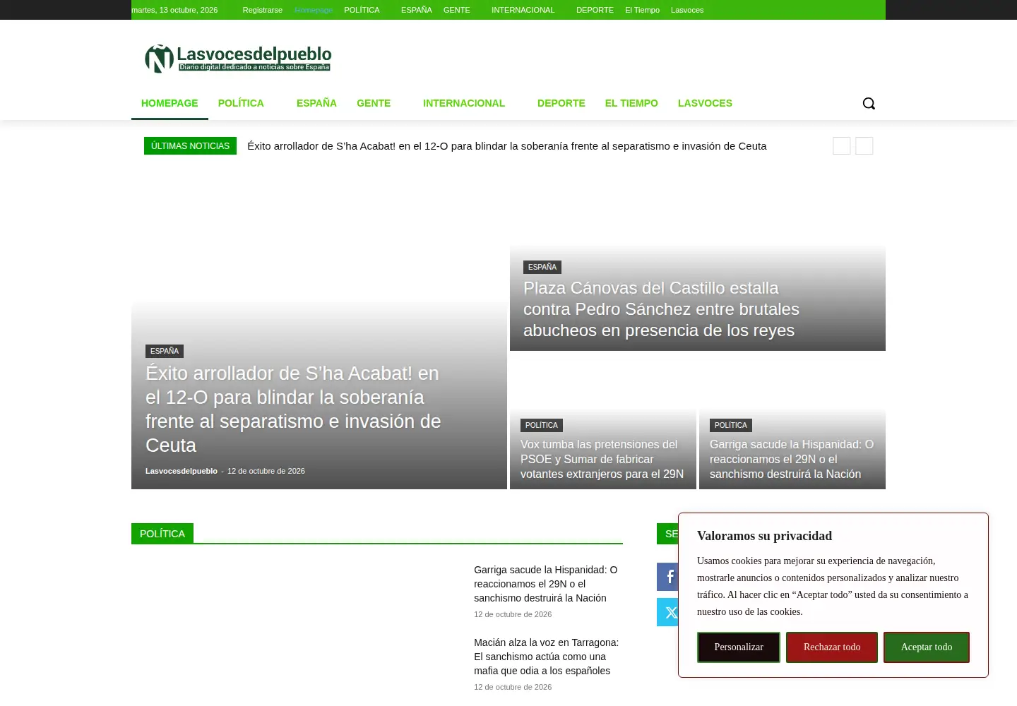 Captured homepage of lasvocesdelpueblo.com in the current scan
