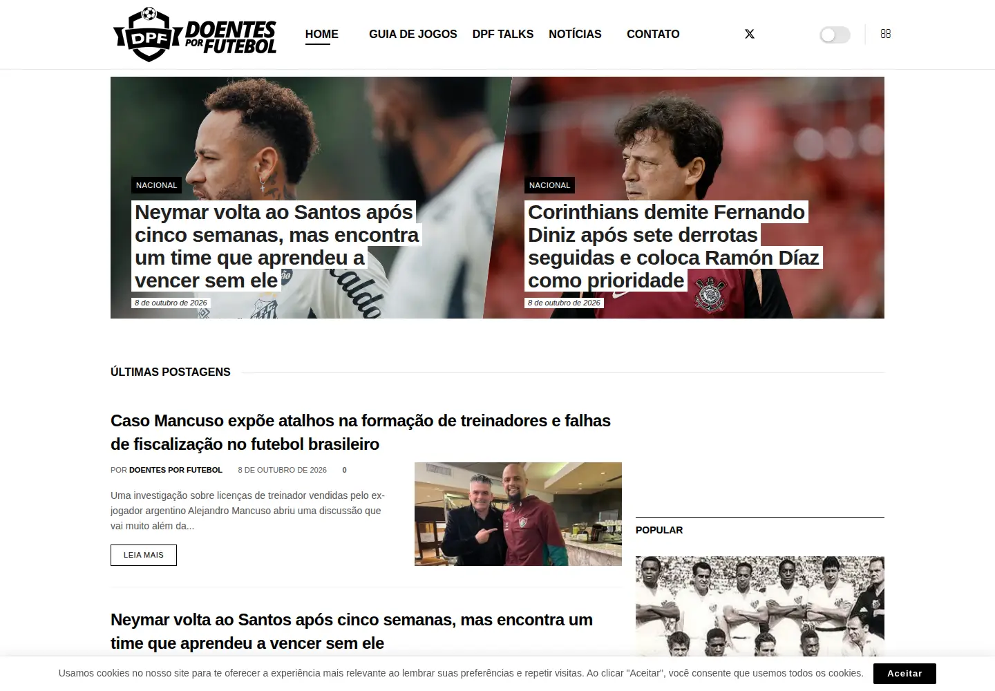 Screenshot of doentesporfutebol.com.br