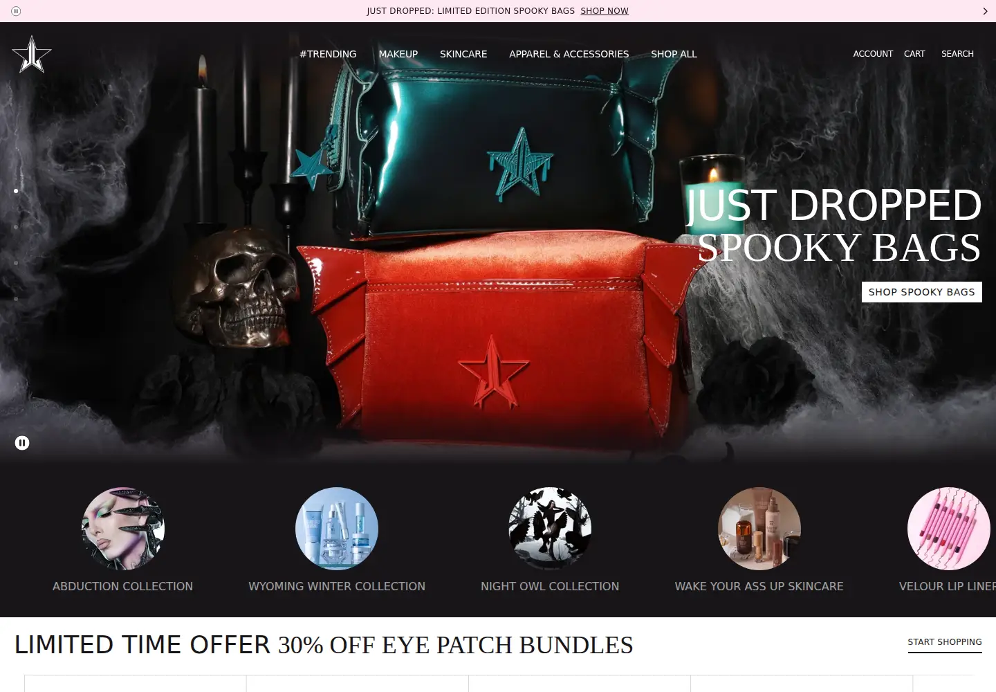 Screenshot of jeffreestarcosmetics.com