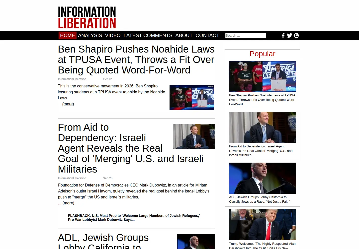 Captured homepage of informationliberation.com in the current scan