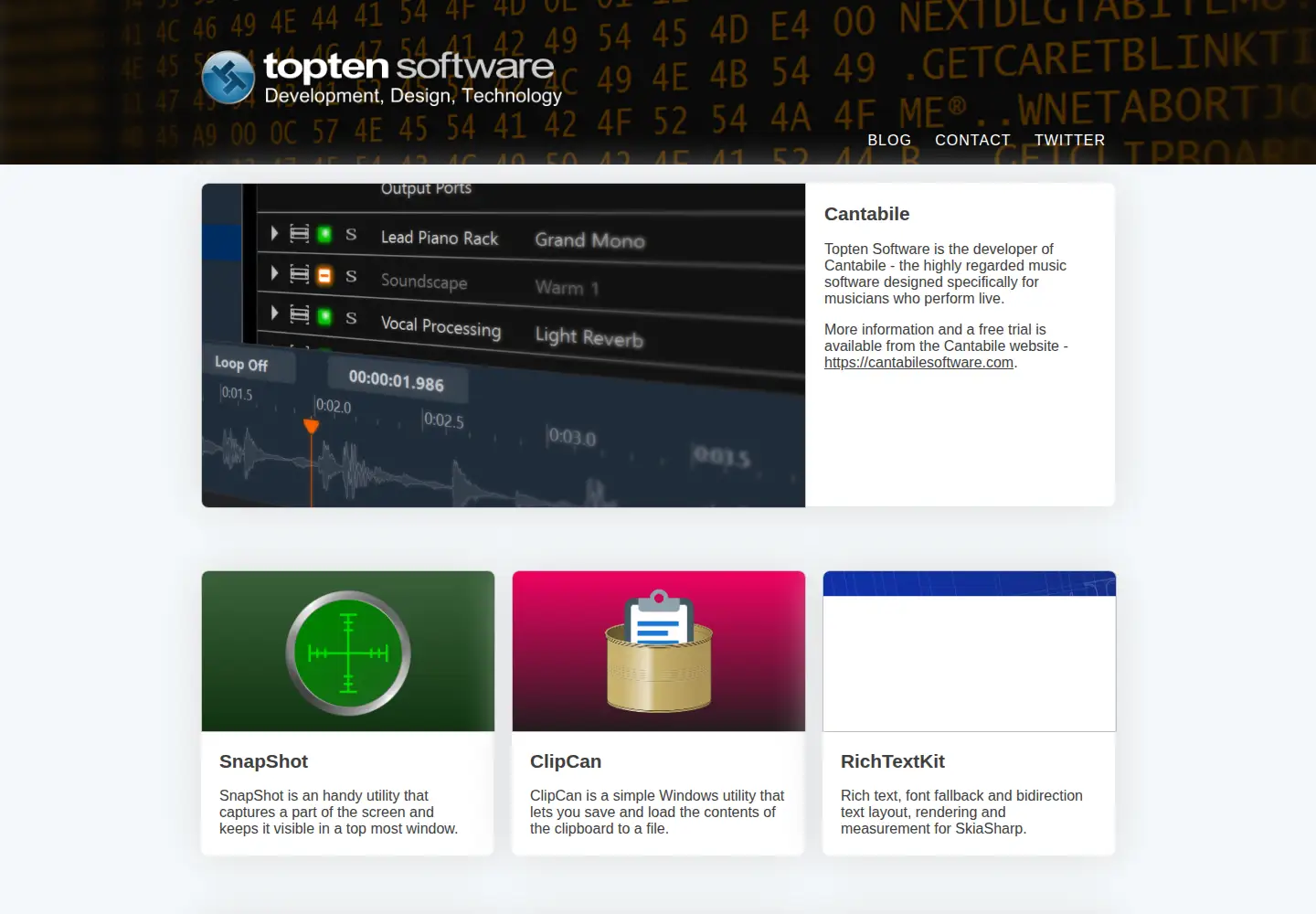 Screenshot of toptensoftware.com