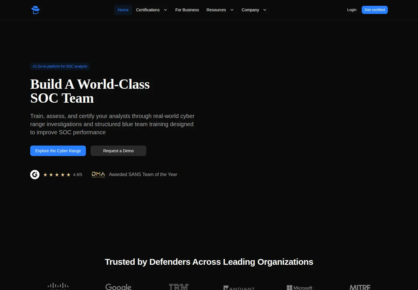 Screenshot of cyberdefenders.org