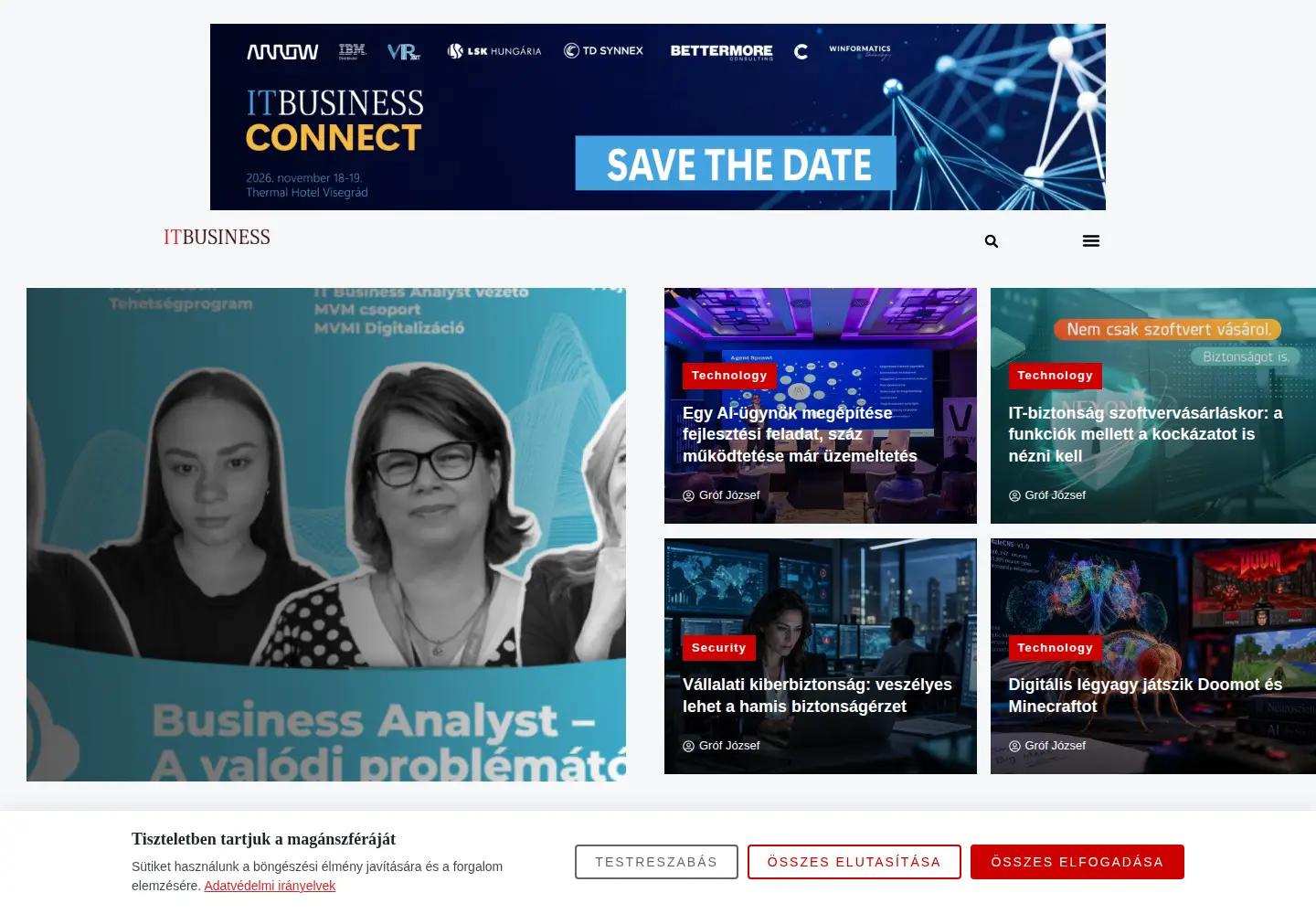 Captured homepage of itbusiness.hu in the current scan