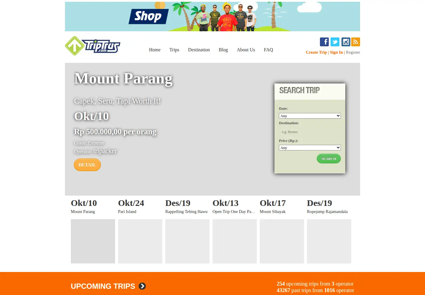 Screenshot of triptrus.com