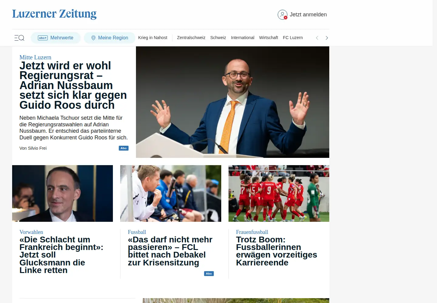 Screenshot of luzernerzeitung.ch