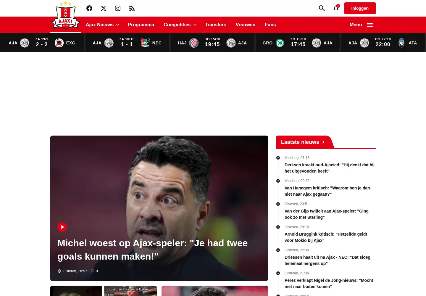 Captured homepage of ajax1.nl in the current scan