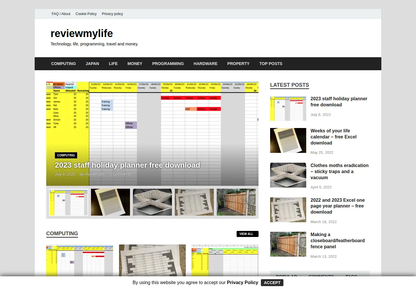 Captured homepage of reviewmylife.co.uk in the current scan