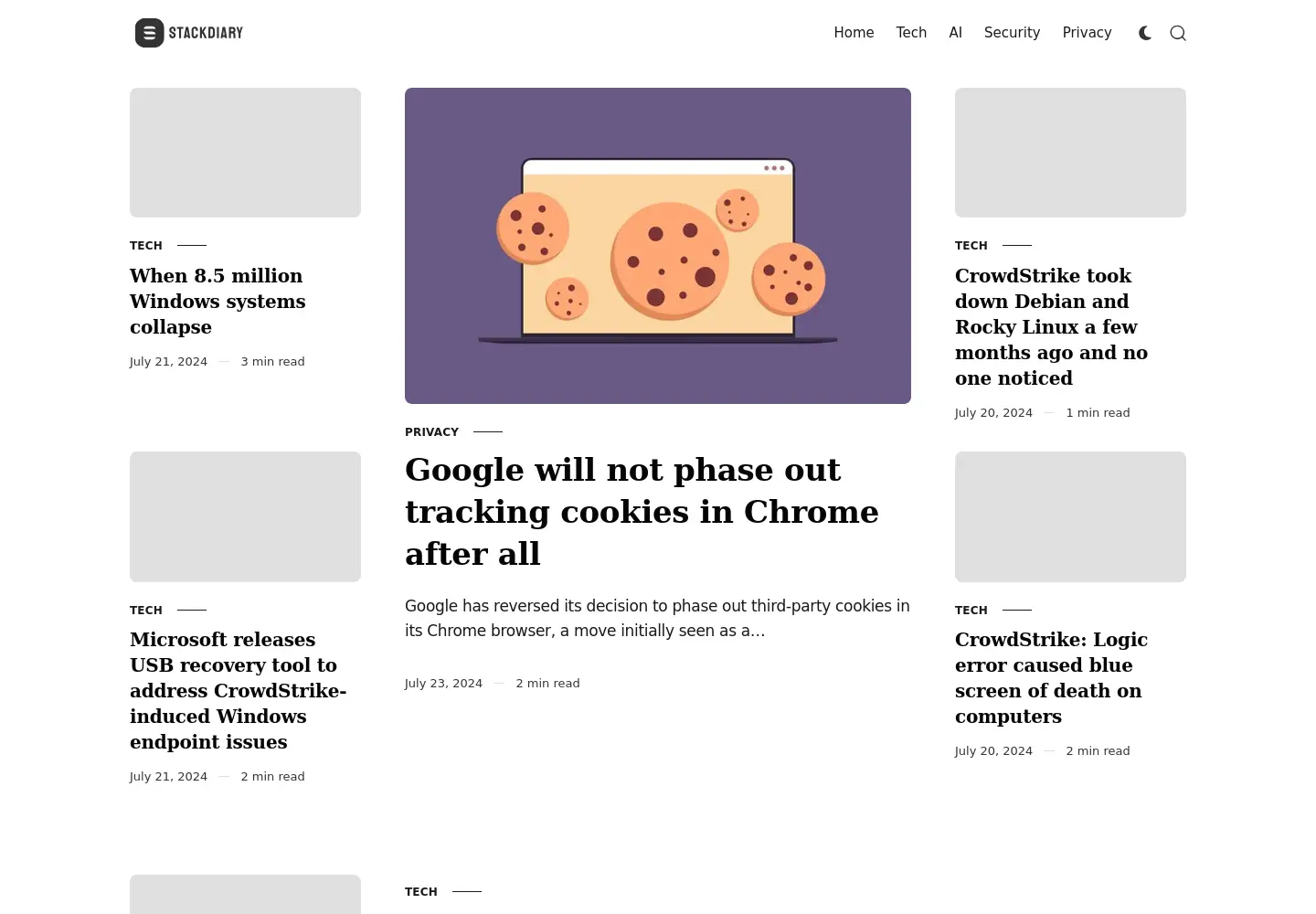 Screenshot of stackdiary.com