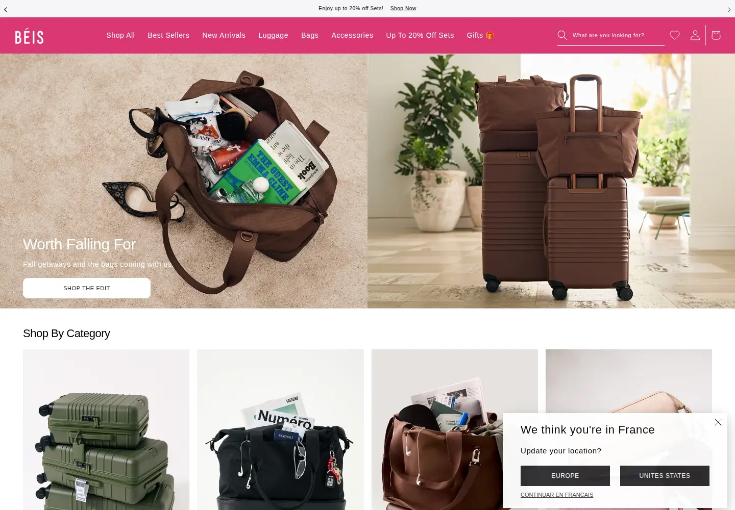 Captured homepage of beistravel.com in the current scan