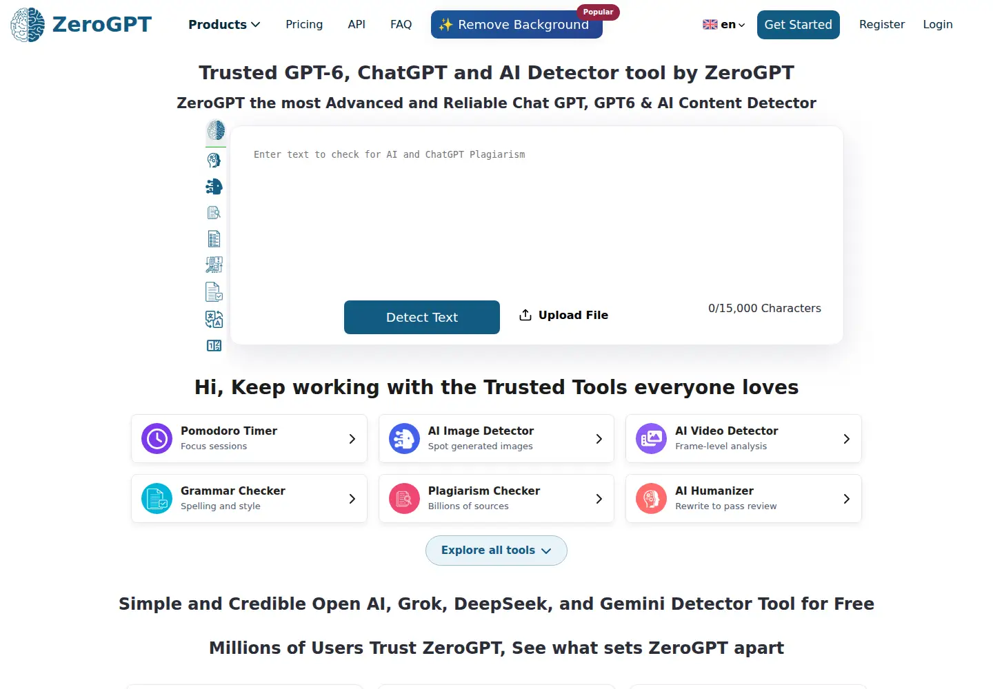 Captured homepage of zerogpt.com in the current scan