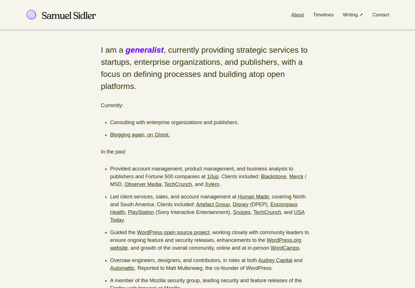 Captured homepage of samuelsidler.com in the current scan